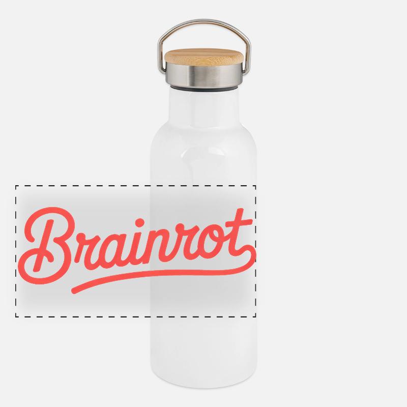 Brainrot - Funny Gen Alpha Memes Panoramic Thermal Bottle with Bamboo Lid