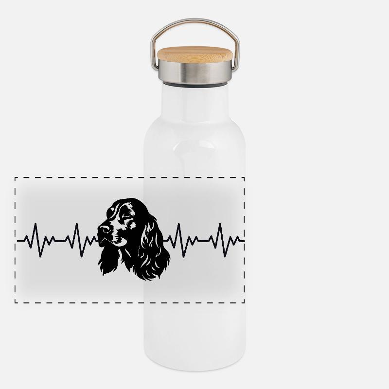 Battement de cœur ECG du Cocker Spaniel Gourde isotherme avec bouchon en bambou
