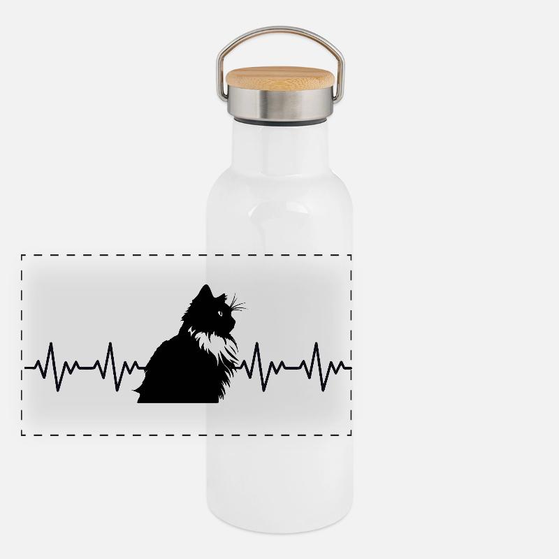 Ragdoll cat ECG heartbeat Panoramic Thermal Bottle with Bamboo Lid