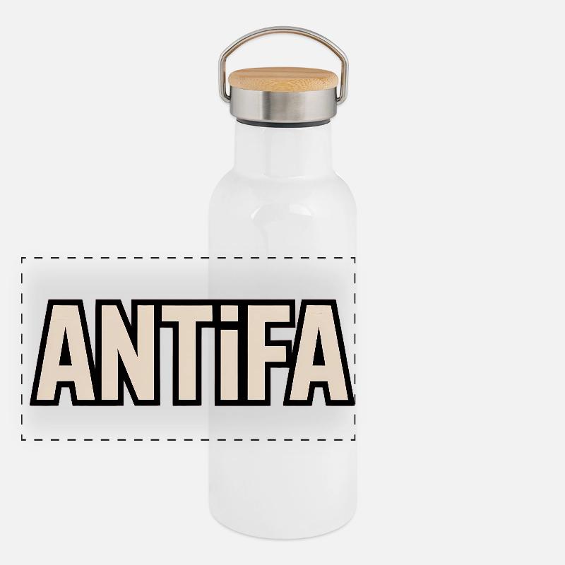 Antifa - Antifascist Merch Panorama Thermosflasche mit Bambusdeckel