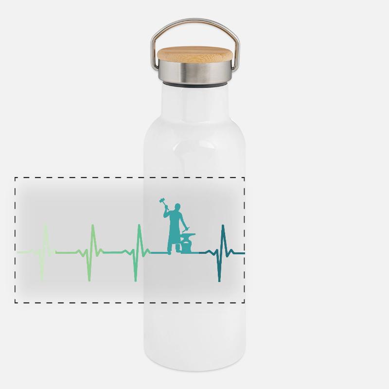 blacksmith hammer heartbeat metalworker Panoramic Thermal Bottle with Bamboo Lid