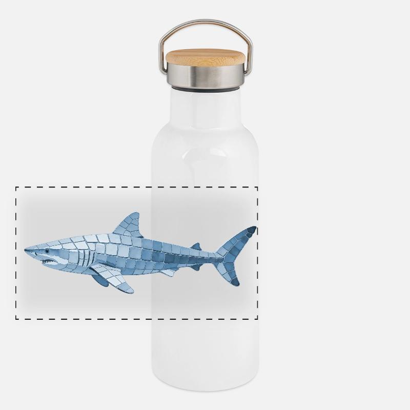 Requin mosaïque - Géométrique pour les éventails de mer Gourde isotherme avec bouchon en bambou