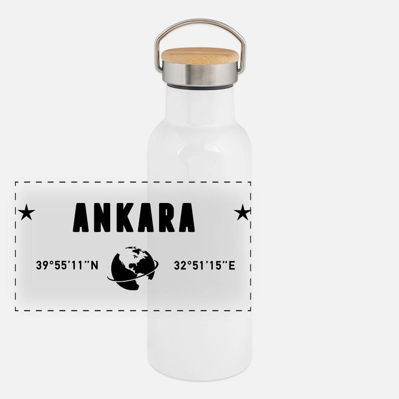 Ankara Turkey Coordinates Planet Earth Panoramic Thermal Bottle with Bamboo Lid