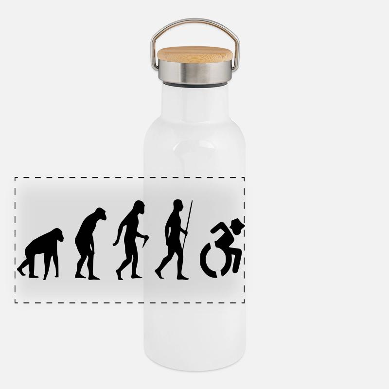 Évolution du fauteuil roulant pour les rouleaux. Humour en fauteuil roulant # Gourde isotherme avec bouchon en bambou