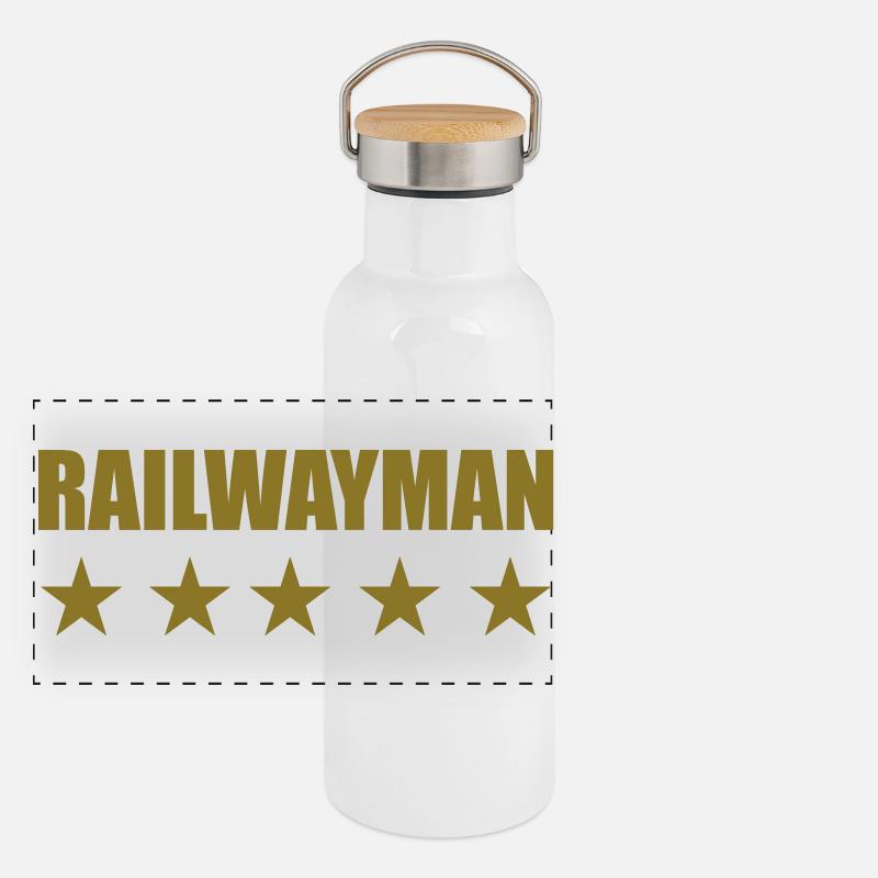 Cheminot / Chemin de fer / Train / Metro Gourde isotherme avec bouchon en bambou