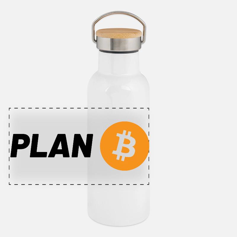 Plan B Bitcoin Crypto Holy Panorama Thermosflasche mit Bambusdeckel
