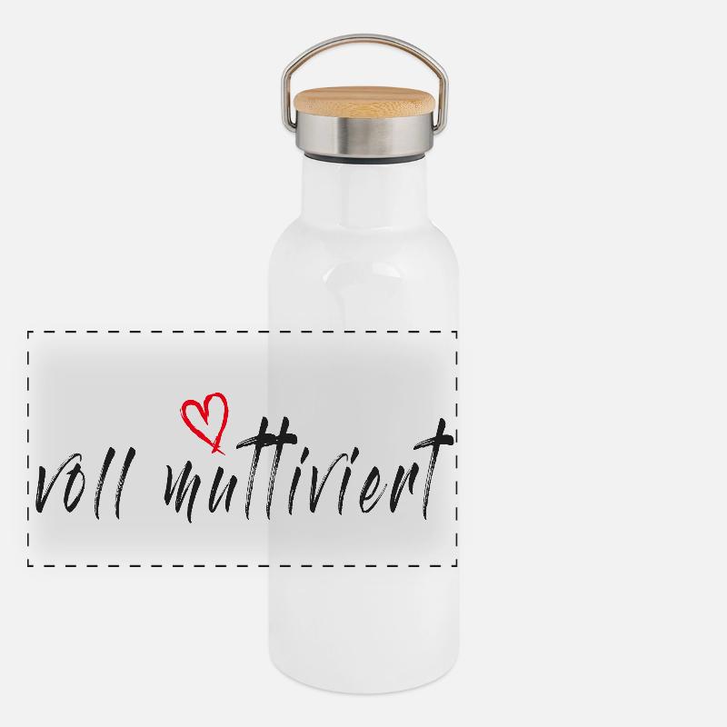 Voll muttiviert! Mama, Mutter lustiger Spruch Panorama Thermosflasche mit Bambusdeckel