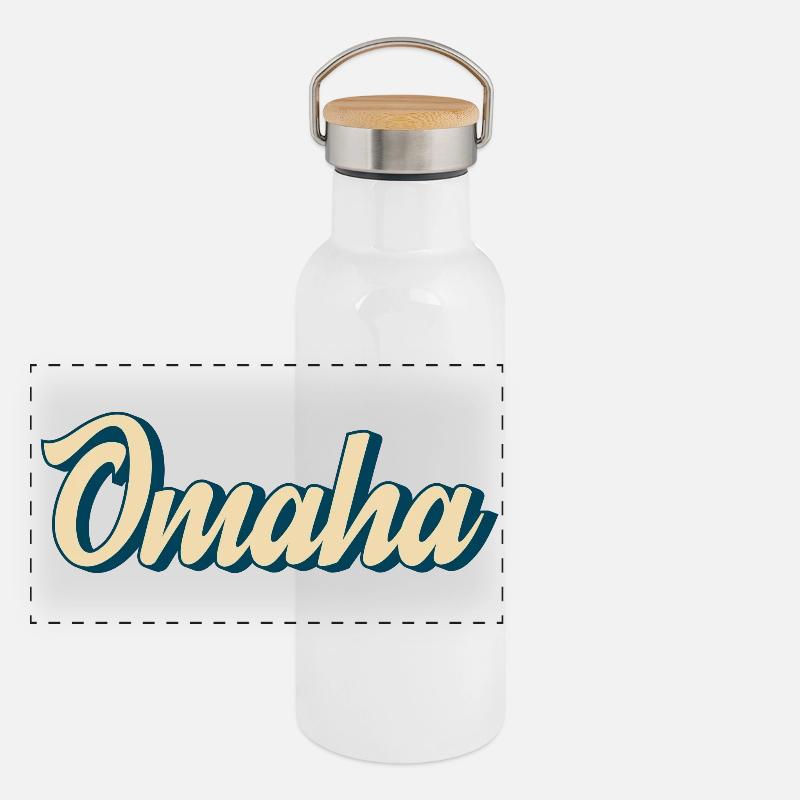 Omaha Script Retro Panoramic Thermal Bottle with Bamboo Lid