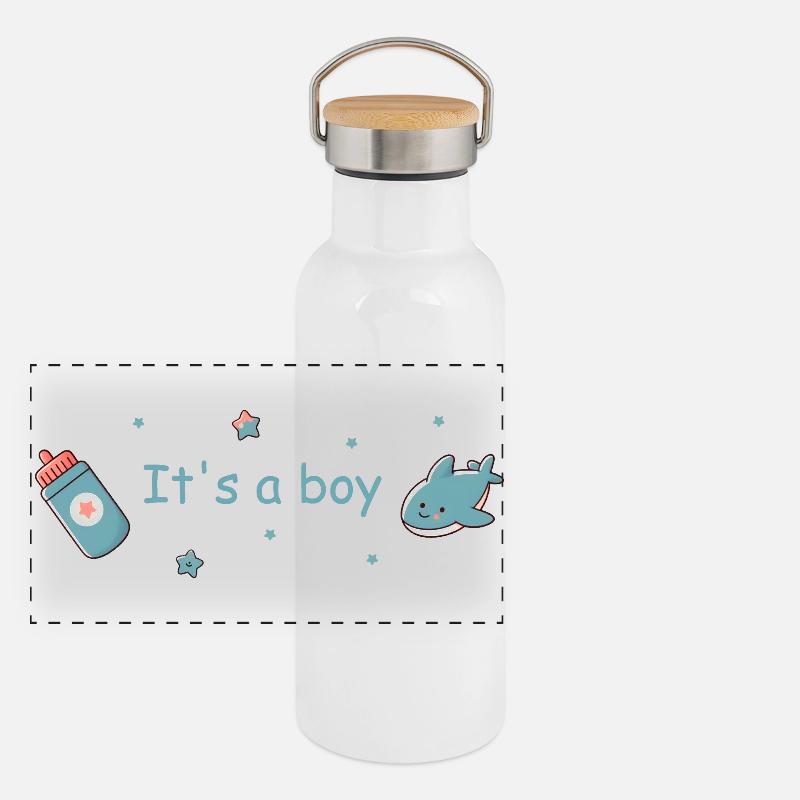 C’est un design de garçon bébé naissance garçon Gourde isotherme avec bouchon en bambou