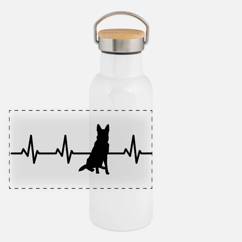Palpitations cardiaques du berger allemand Gourde isotherme avec bouchon en bambou