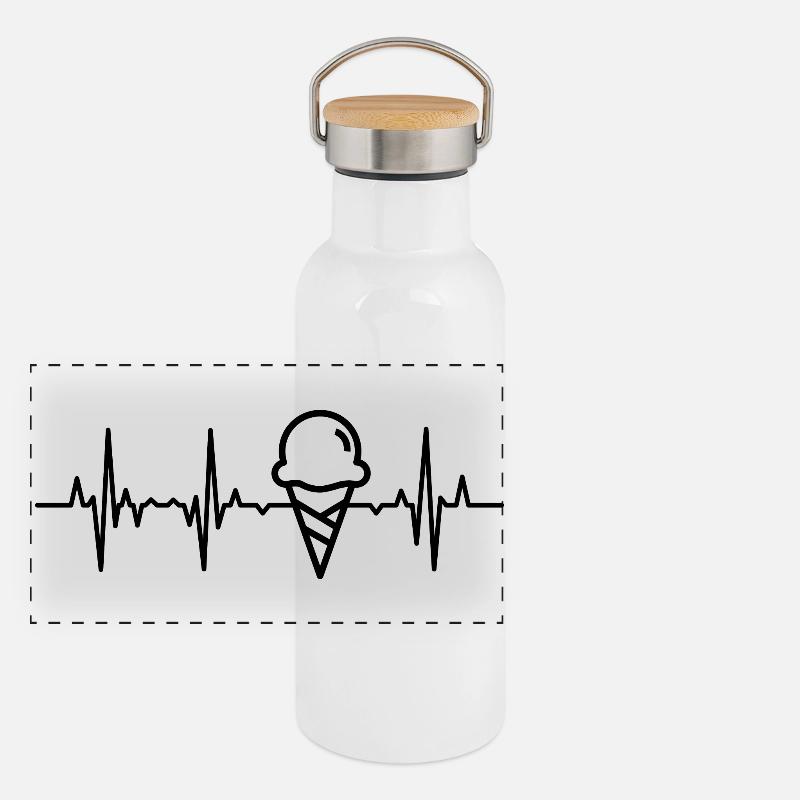 Palpitations cardiaques de la crème glacée Gourde isotherme avec bouchon en bambou