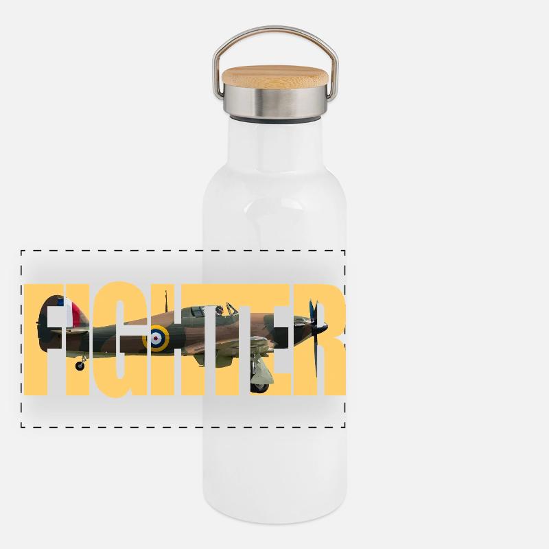 Fighter Hurricane Panorama Thermosflasche mit Bambusdeckel