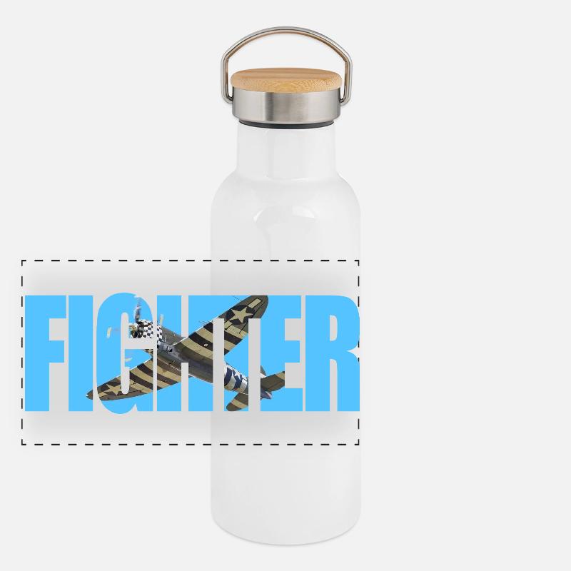 P-47 Thunderbolt Panorama Thermosflasche mit Bambusdeckel