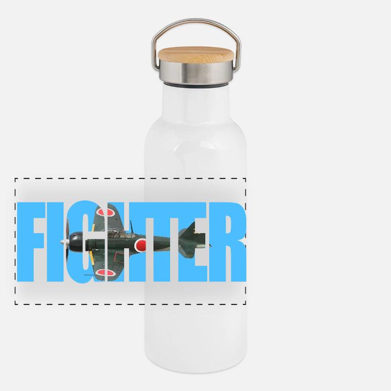 Chasseur A6M Zero Gourde isotherme avec bouchon en bambou