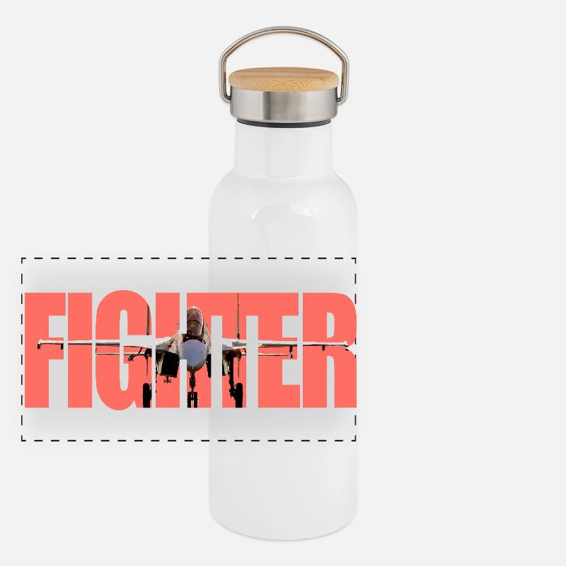 Fighter Su-30SM Panorama Thermosflasche mit Bambusdeckel