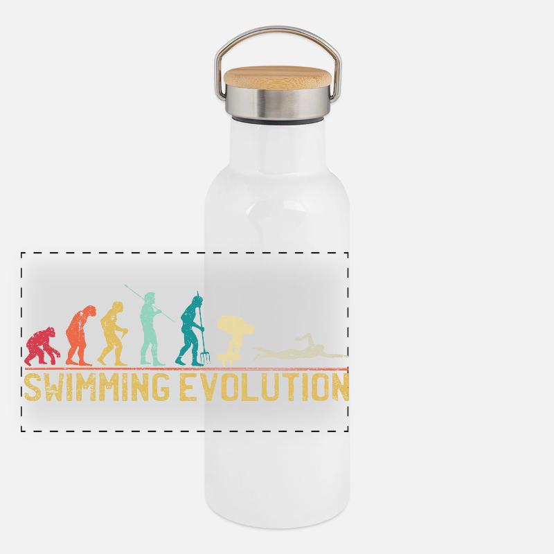 Schwimmen Evolution Fortschritt Illustration Panorama Thermosflasche mit Bambusdeckel