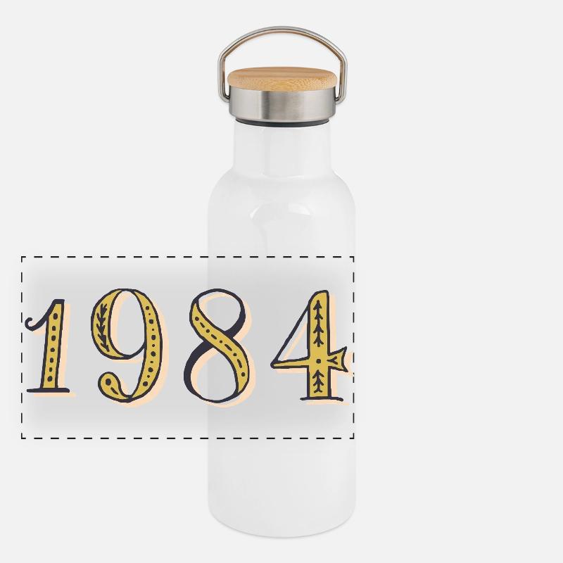 Geburtstagsgeschenk 1984 Panorama Thermosflasche mit Bambusdeckel