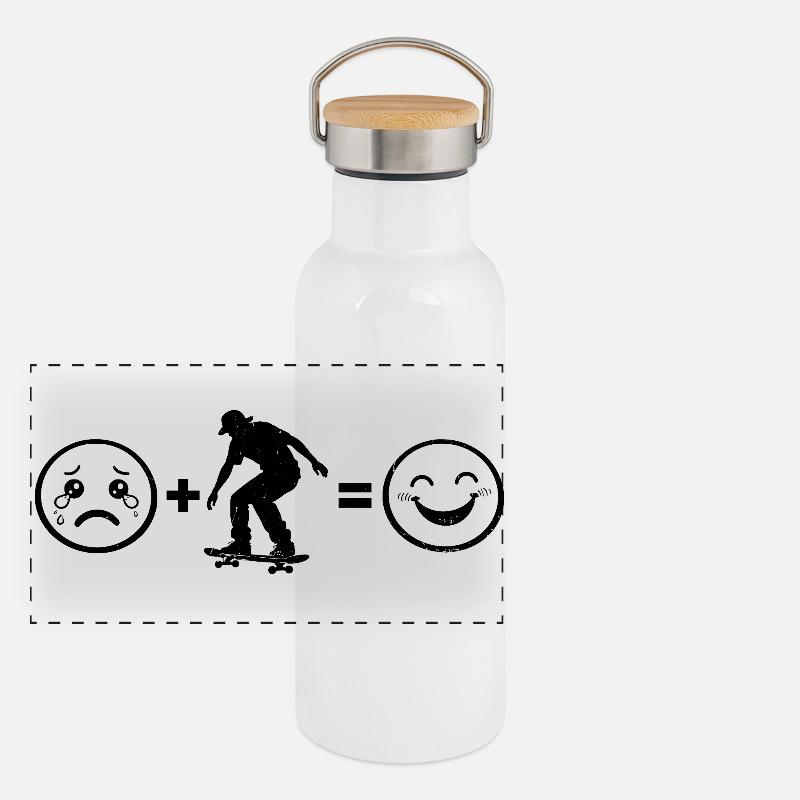 Modernes Skateboarding Artwork Panorama Thermosflasche mit Bambusdeckel