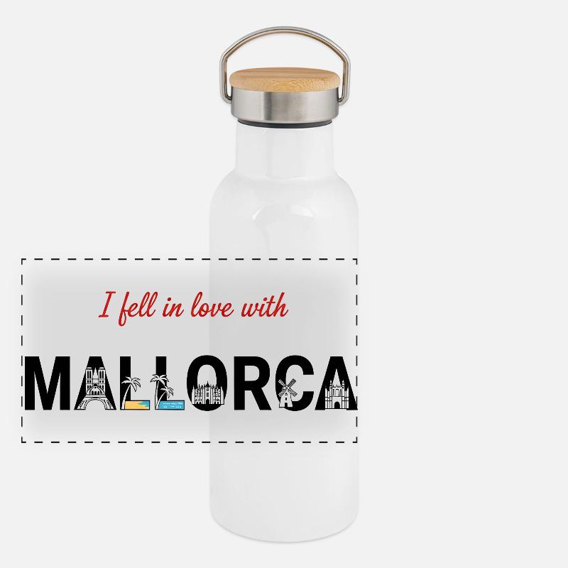 Mallorca Love – Sentiment d’île & conception de la skyline Gourde isotherme avec bouchon en bambou