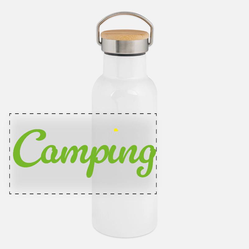 Camping Flower Camper Quotes Hobby Summer Van Life Panoramic Thermal Bottle with Bamboo Lid