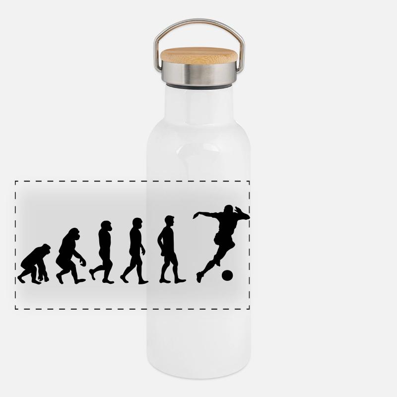 Fussballer Evolution Panorama Thermosflasche mit Bambusdeckel