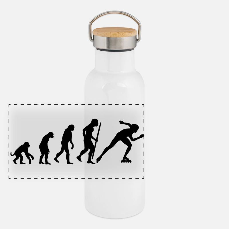 Evolution of inline speed skating Panorama Thermosflasche mit Bambusdeckel