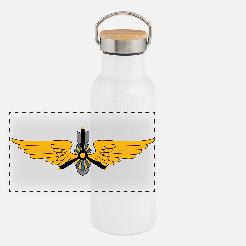 Militär Pilot Panorama Thermosflasche mit Bambusdeckel