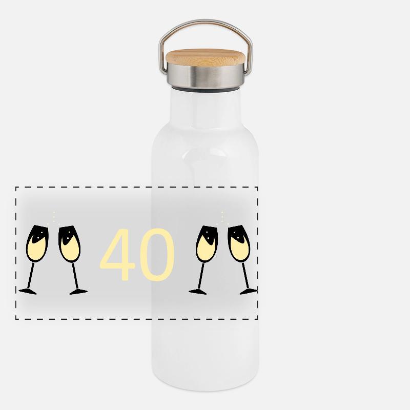 40e anniversaire 40e anniversaire 40 numéro 40 blanc Gourde isotherme avec bouchon en bambou