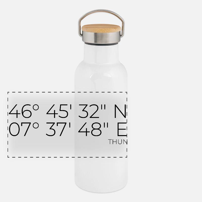 Coordinates Thun, Bern, Switzerland Panoramic Thermal Bottle with Bamboo Lid