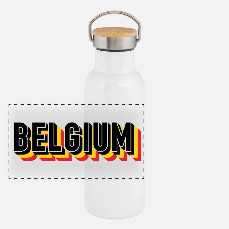 BELGIQUE tricolore Gourde isotherme avec bouchon en bambou