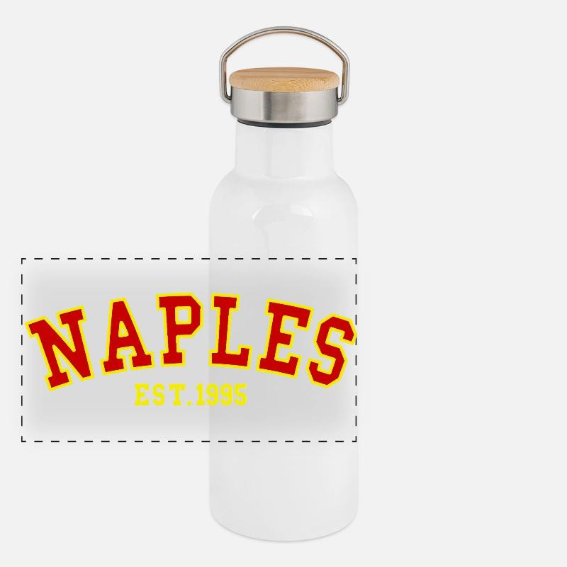 Neapel Est.1995 Panorama Thermosflasche mit Bambusdeckel