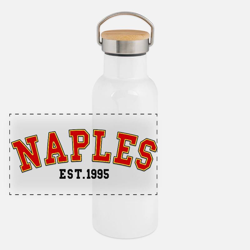 Neapel Est.1995 Panorama Thermosflasche mit Bambusdeckel