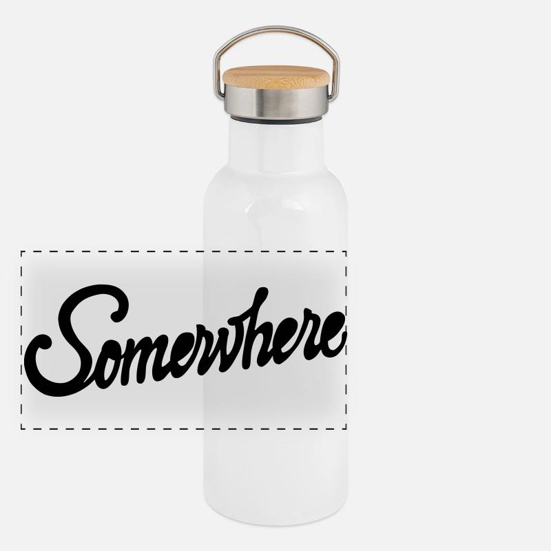 Somewhere Kalligrafie Handlettering Design Panorama Thermosflasche mit Bambusdeckel