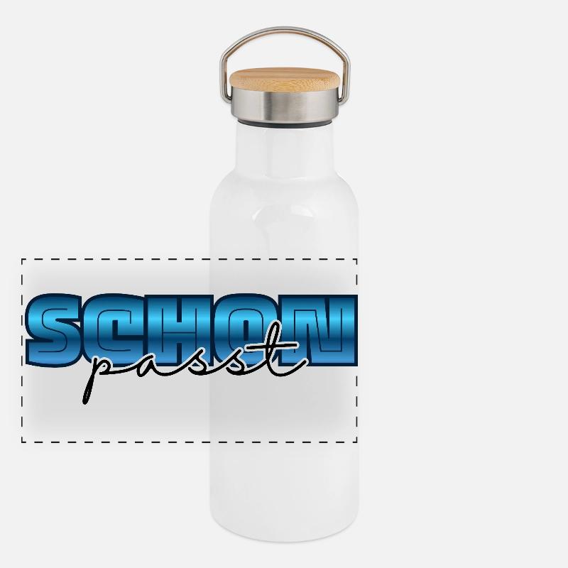 Passt schon, alles klar Panorama Thermosflasche mit Bambusdeckel