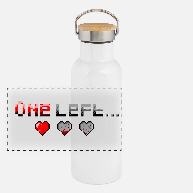 Pixel Art One Heart Left Panorama Thermosflasche mit Bambusdeckel