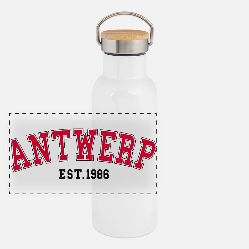 Antwerp Est. 1986 - Panoramic Thermal Bottle with Bamboo Lid - white