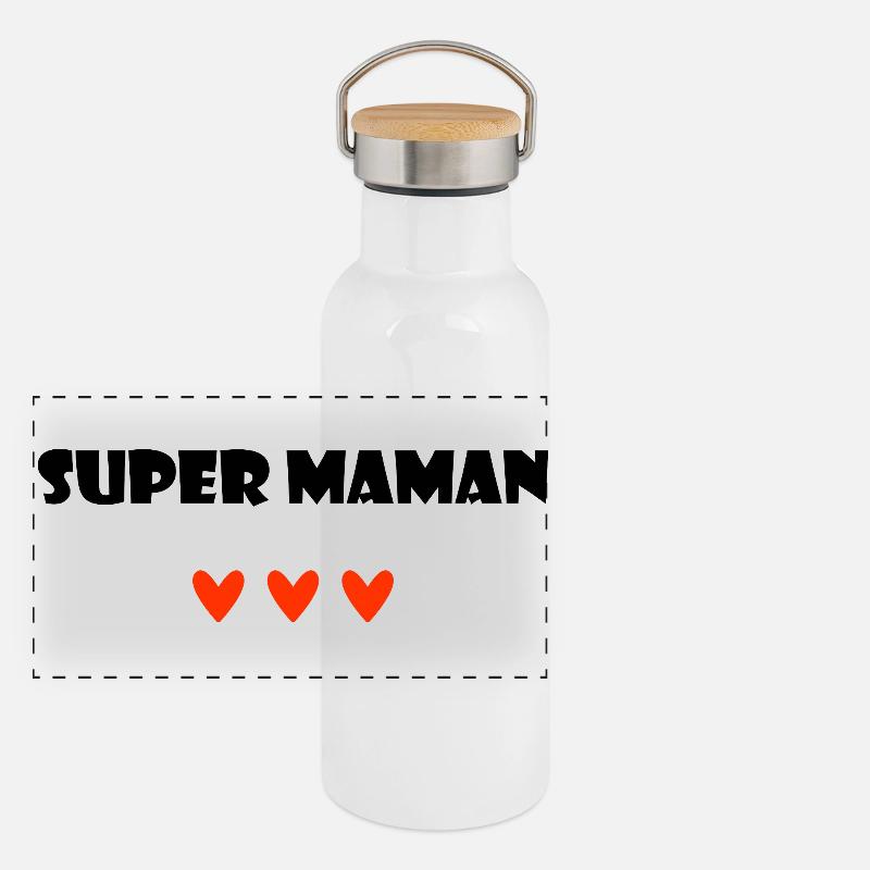 SUPER-MAMA. MUTTERTAG. FROHEN MUTTERTAG Panorama Thermosflasche mit Bambusdeckel