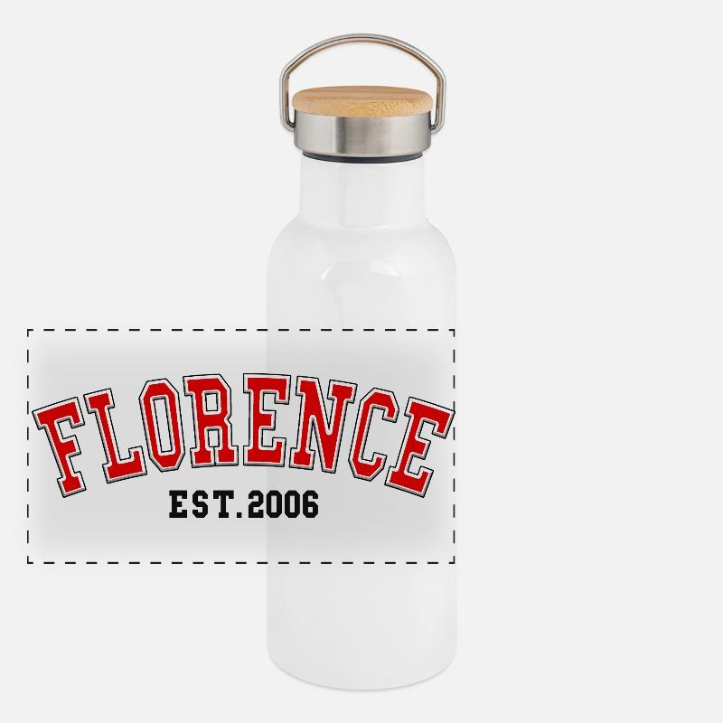 Florence Est. 2006 - Panoramic Thermal Bottle with Bamboo Lid - white