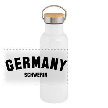 SCHWERIN - Panorama Thermosflasche mit Bambusdeckel - Weiß - Vorne