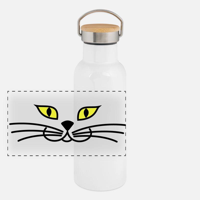 kitteh_face_green_eyes Panoramic Thermal Bottle with Bamboo Lid