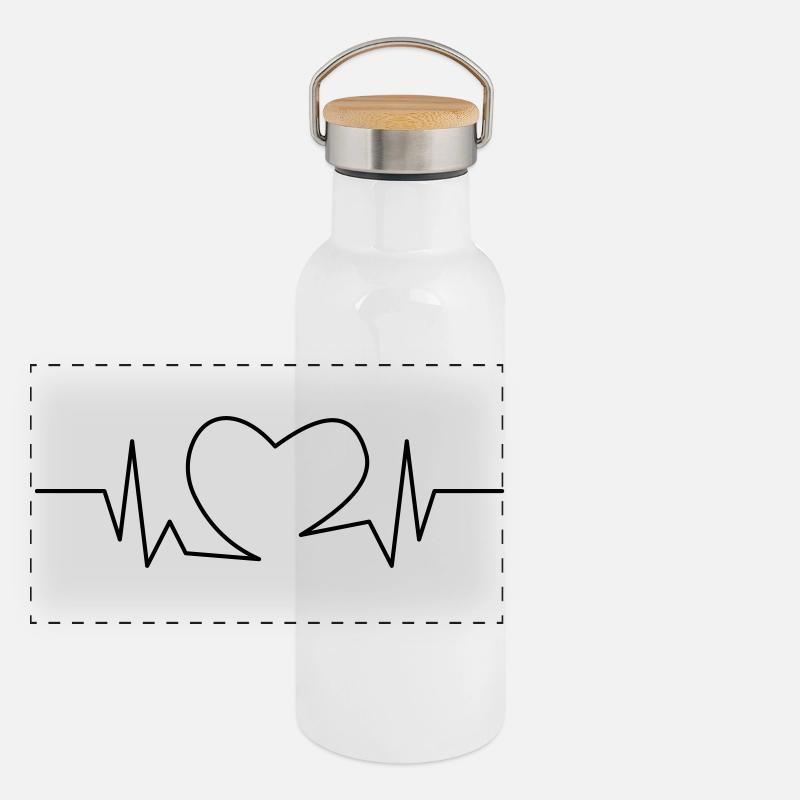 Rythme cardiaque Gourde isotherme avec bouchon en bambou