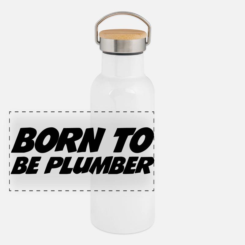 Born to be Plumber Panorama Thermosflasche mit Bambusdeckel
