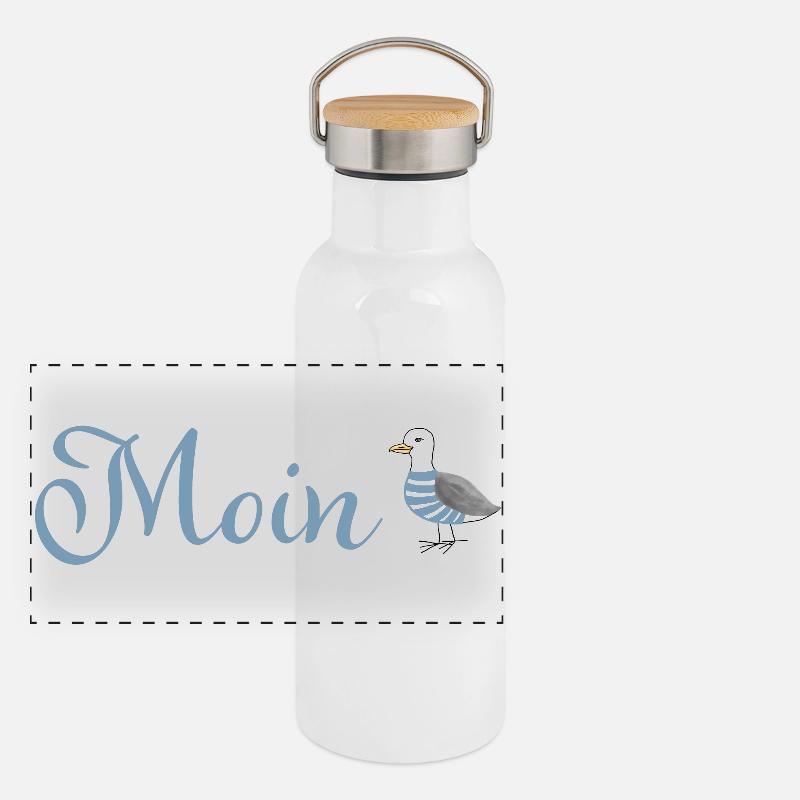Moin Möwe Panorama Thermosflasche mit Bambusdeckel