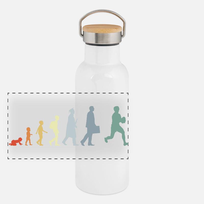 Évolution du rugby vintage Gourde isotherme avec bouchon en bambou
