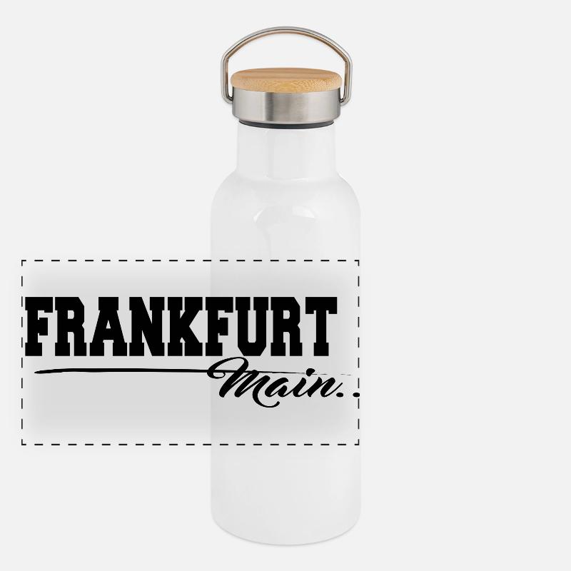 Frankfurt Main City Lettering - Panoramic Thermal Bottle with Bamboo Lid - white