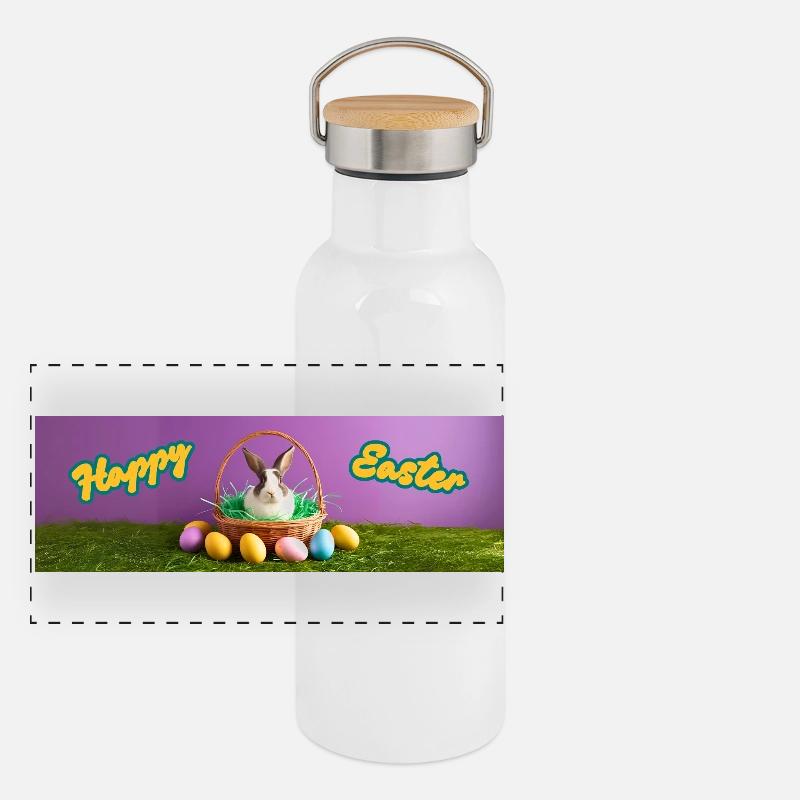 Happy Easter - Panoramic Thermal Bottle with Bamboo Lid - white