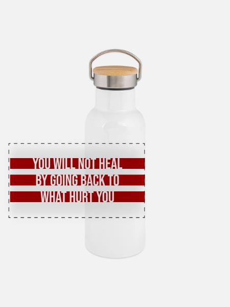 You Will Not Heal Healing Pain Let Go New - Panoramic Thermal Bottle with Bamboo Lid - white - Front