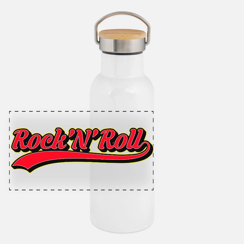 Logo rétro Rock 'N' Roll Gourde isotherme avec bouchon en bambou