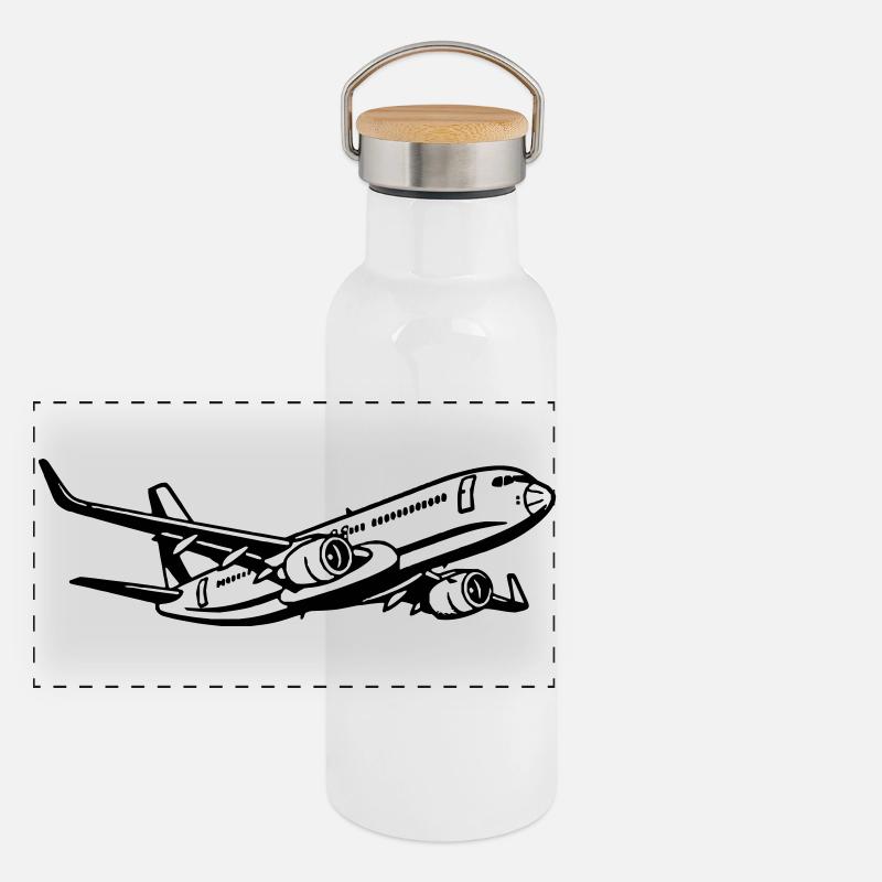 Flugzeug Panorama Thermosflasche mit Bambusdeckel