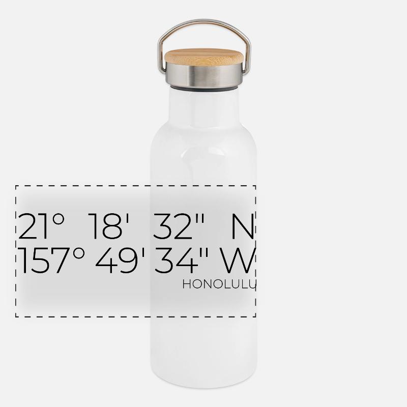 Coordinates: Honolulu, Oahu, Hawaii Panoramic Thermal Bottle with Bamboo Lid